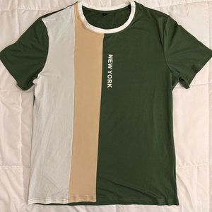 Shein New York Tricolor Striped Tee